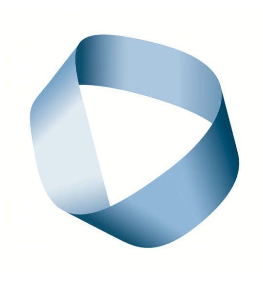 Blue Mobius strip with smooth gradient and rounded edges.